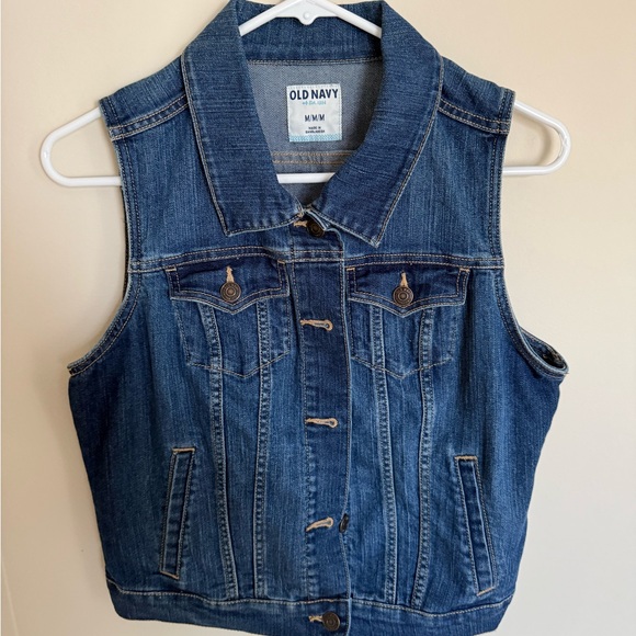 Y2K Western Boho Chic Size Medium Women’s Denim Medium Dark Wash Vest Festival - Picture 2 of 8